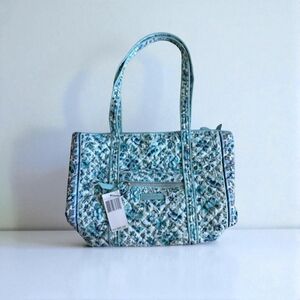 Vera Bradley Blue Quilted Shoulder Bag with Geometric Design